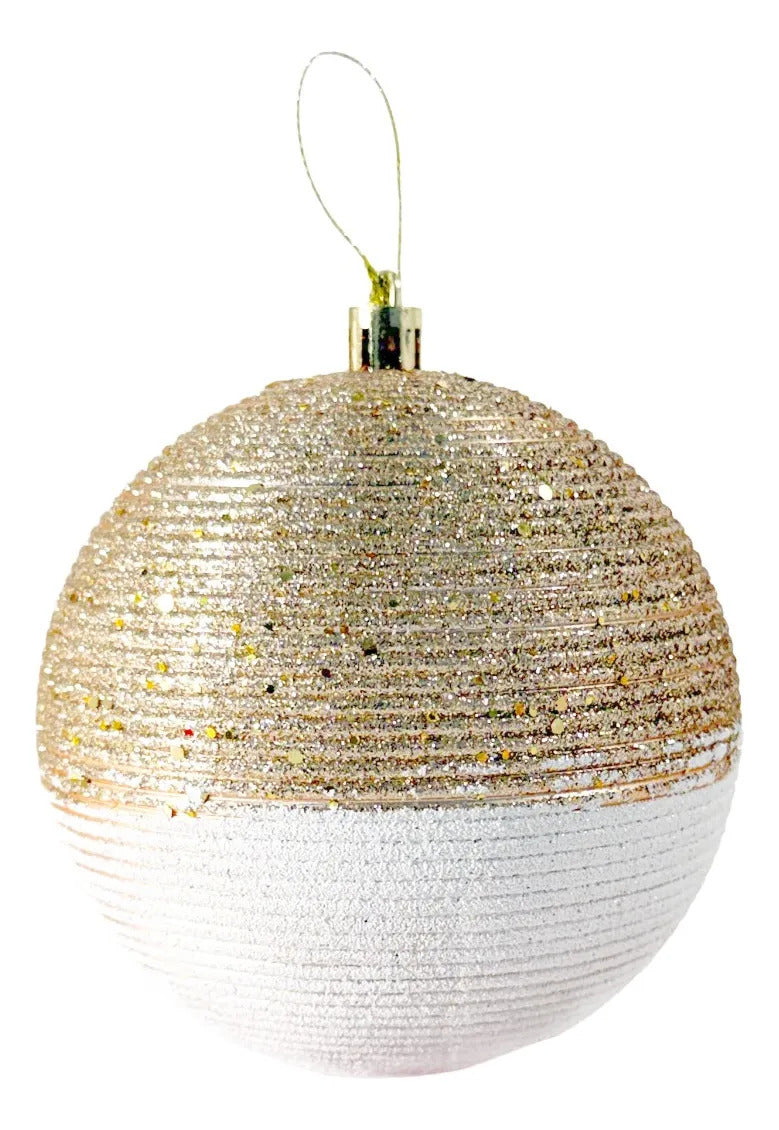 Esferas Navideñas Lluvia Light Champagne 6 Piezas 10 cm