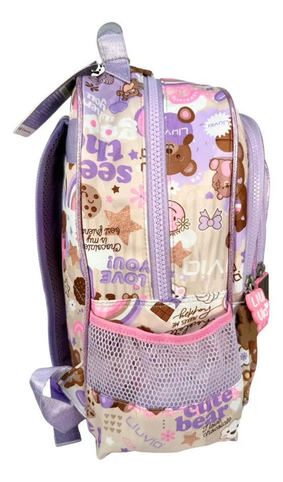 Mochila Kinder Marca Lluvia Oso Corazon Arcoiris
