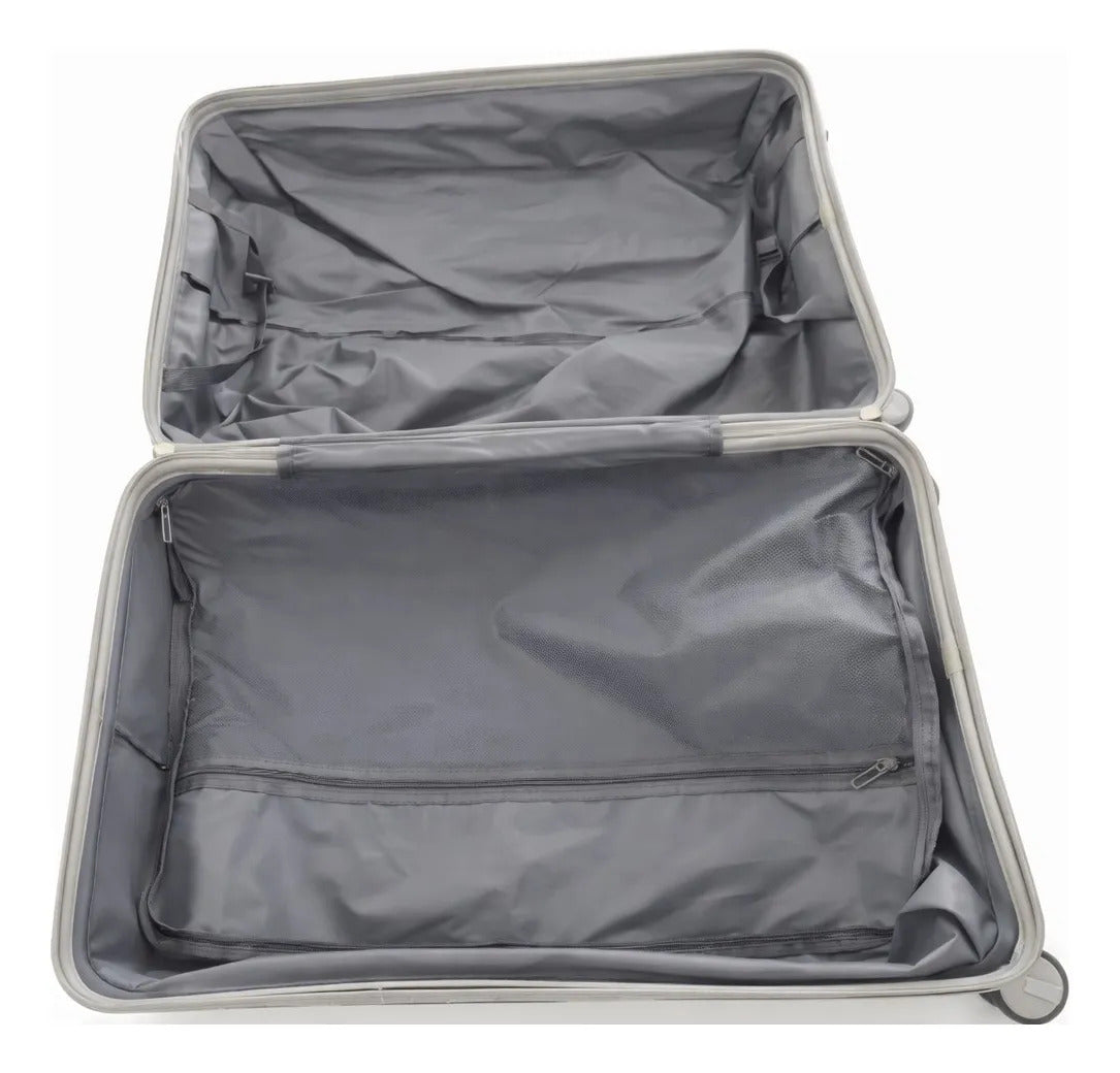 Juego De 3 Maletas Piezas Gris Diseño Horizontal Elegante
