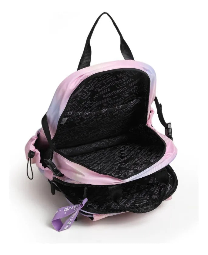 Set De Mochila Lluvia 3 Piezas Con Lonchera Y Lapicera Lila