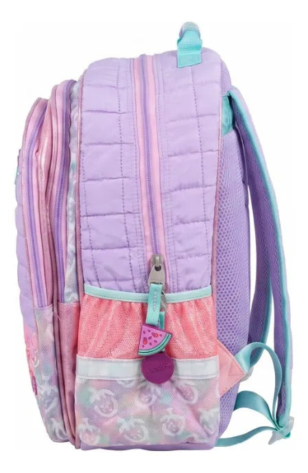 Mochila Lluvia Perrito 3d Vaso Tapioca Color Lila Acolchada