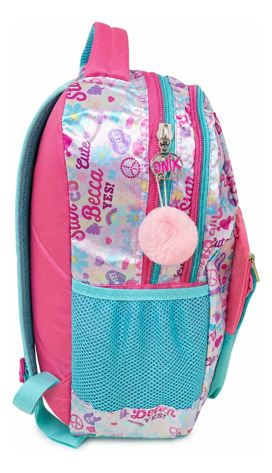 Mochila Escolar Ruz Onix Niñas Jugando Color Rosa Con Lentejuelas