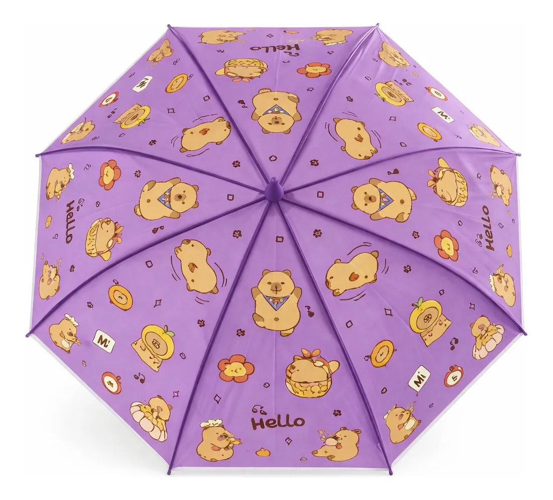 Paraguas Infantil Diseño Capibara 4 Colores 67 Cm 8 Varillas