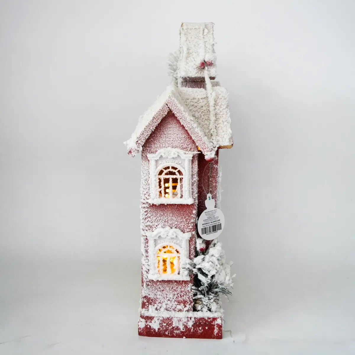 Casa Navideña Decorativa Con Luz Y Nieve 52x14x30 Cm