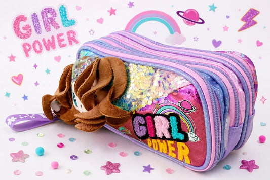 Lapicera Juvenil Lluvia Con Muñeca Y Lentejuela Reversible