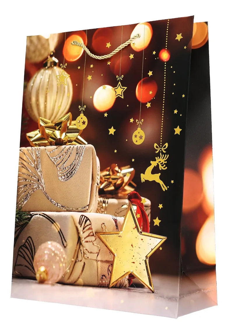Bolsas de Regalo Navideñas Lluvia Luces Cálidas 12 Pzas