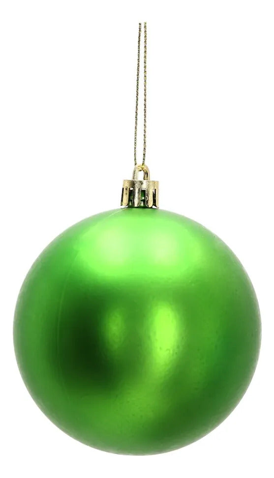 Set Esferas Navideñas Lluvia Verde Manzana 30 Piezas 8 Cm