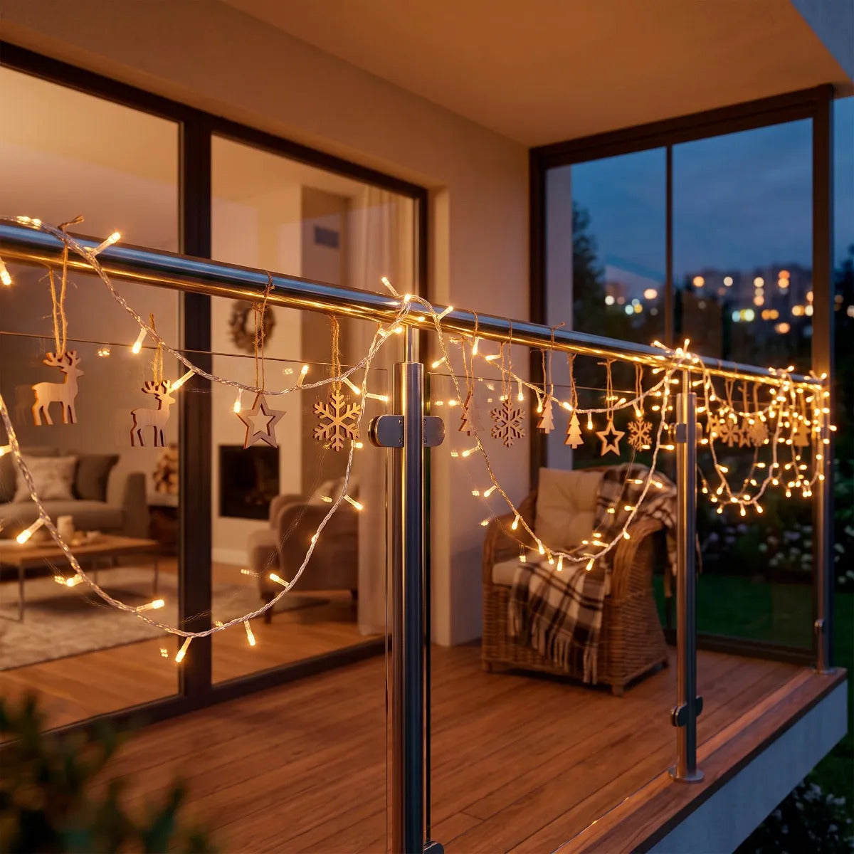 Serie Navideña Led Lluvia 500 Luces Cálidas 25 Metros