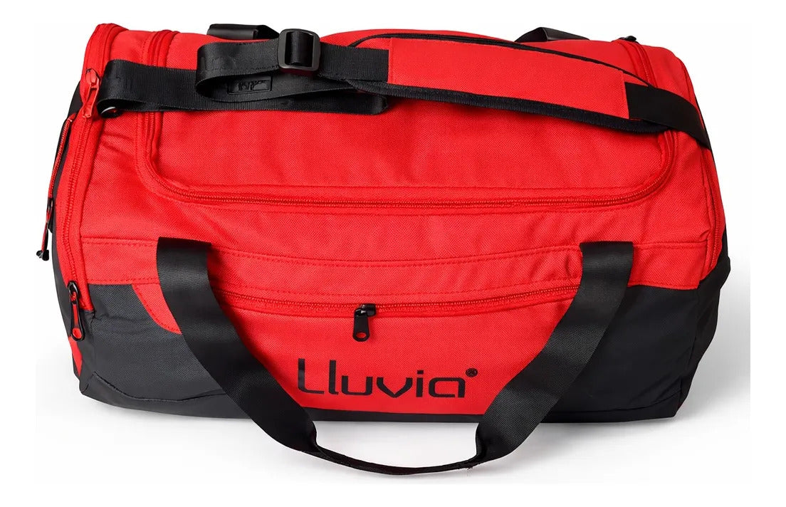 Maleta Deportiva Lluvia Rojo Negro Amplia Con Compartimento
