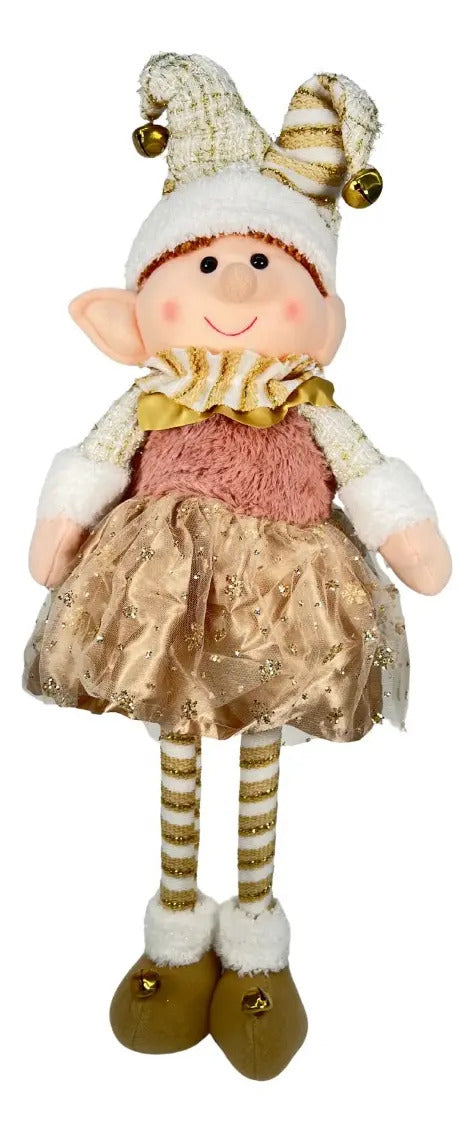 Decoracion Muñeco Patón Navideño Rosa Champán 64x12x20