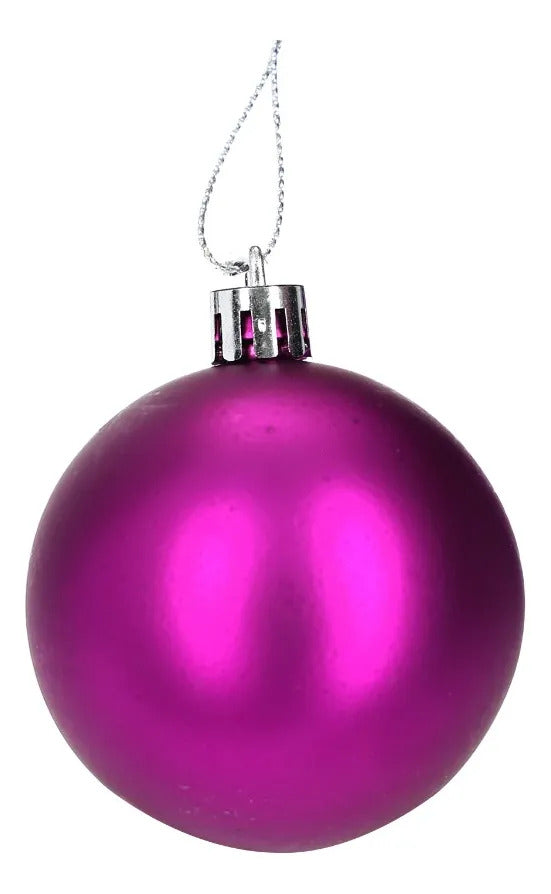 Set Esferas Navideñas Lluvia Fucsia Magenta 30 Piezas 6 Cm