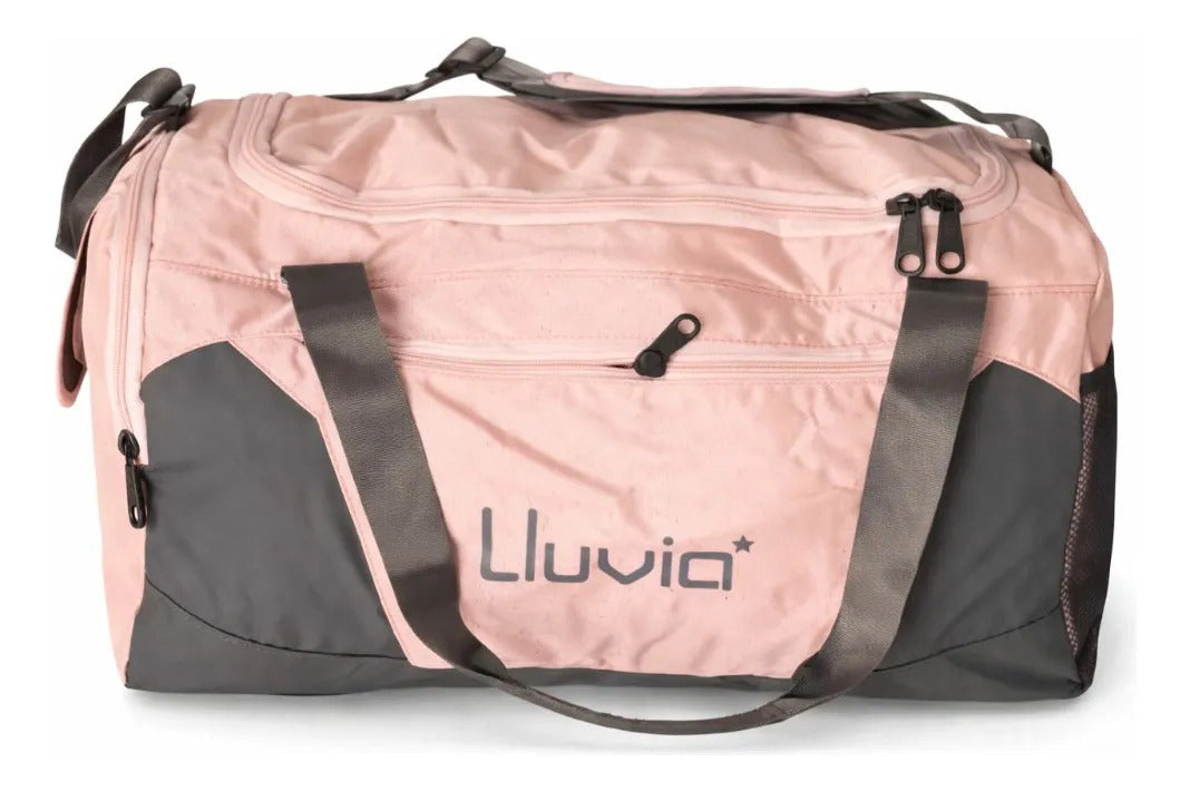 Maleta Deportiva Lluvia Durazno Gris Amplia Para Viaje
