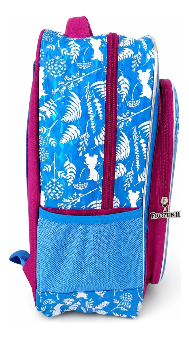 Mochila Ruz Frozen Elsa Con Burbuja 3d Y Copos Plateados