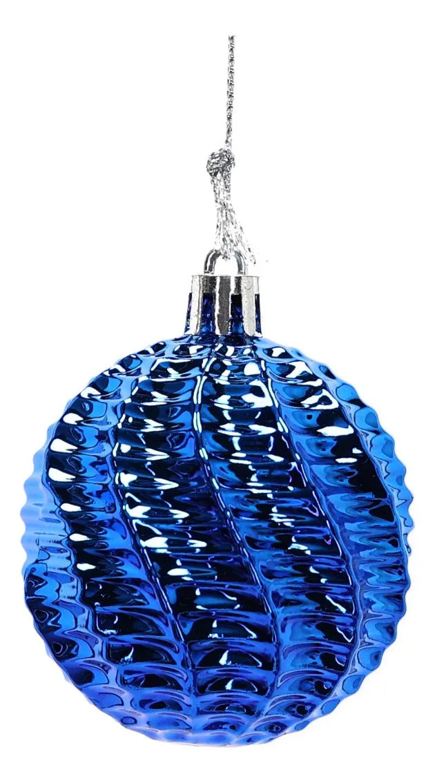Set Esferas Navideñas lluvia Azul Rey 6 Cm Diseños Variados