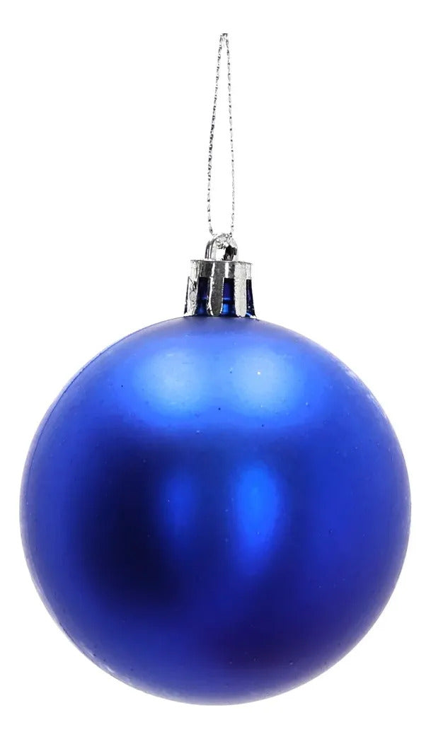 Set Esferas Navideñas lluvia Azul Rey 6 Cm Diseños Variados