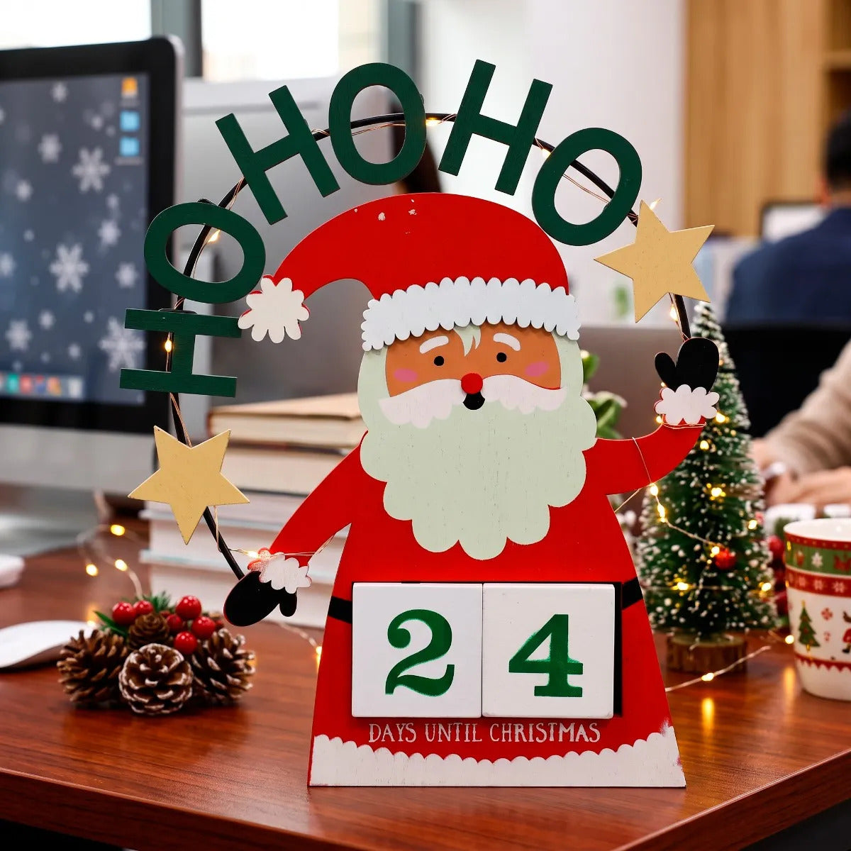 Calendario Navideño lluvia Santa Claus Ho Ho Ho 25 Cm