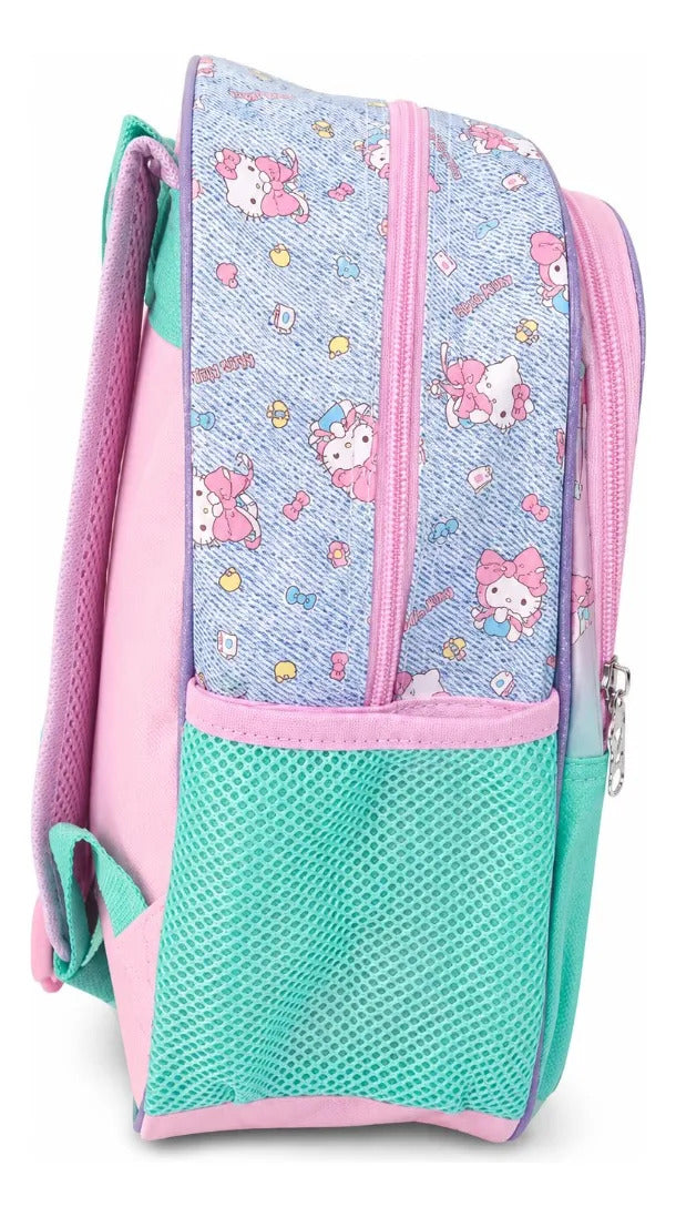 Mochila Kinder Ruz Hello Kitty Con Moño Grande Rosa Y Oso