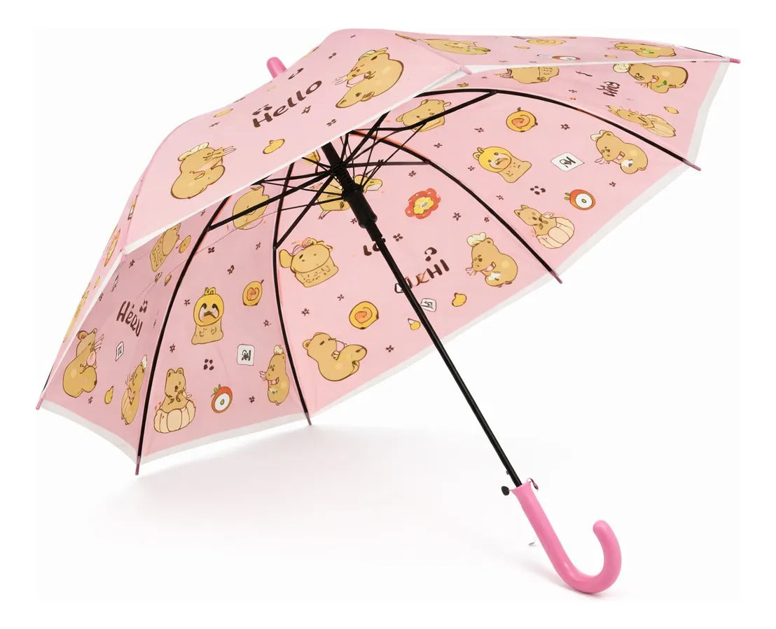 Paraguas Infantil Diseño Capibara 4 Colores 67 Cm 8 Varillas