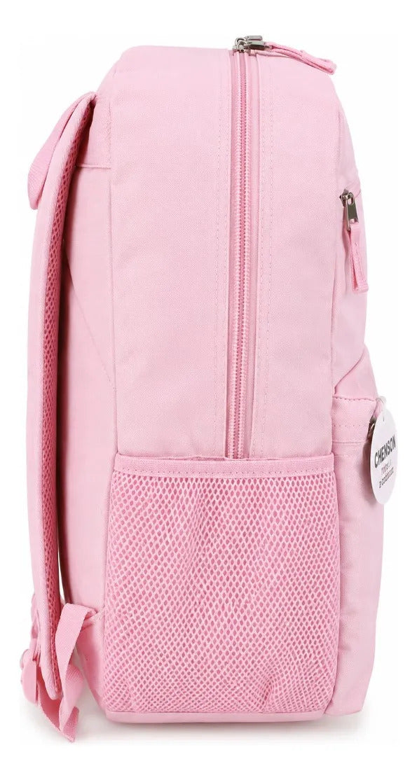Mochila Juvenil Chenson Rosa Palo Con Bolsillos Laterales