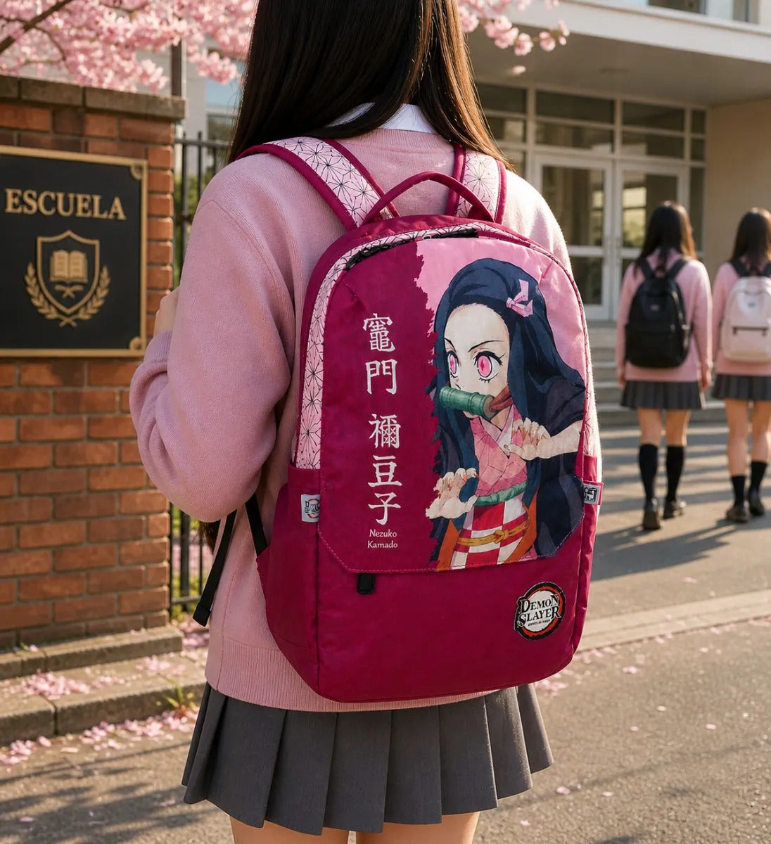 Mochila Juvenil Nezuko Kamado Demon Slayer Rosa Juvenil