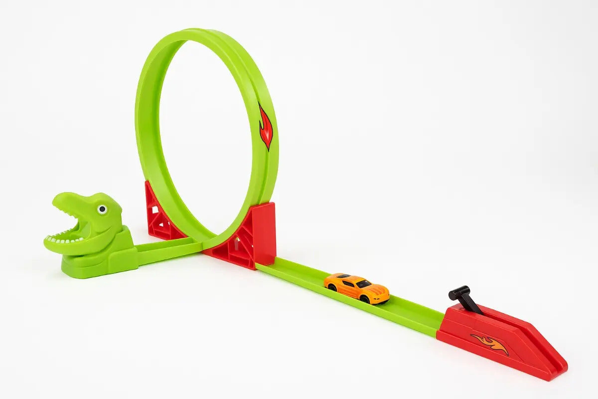 Pista De Dinosaurio Candy Toys Con 10 Piezas De Fricción.