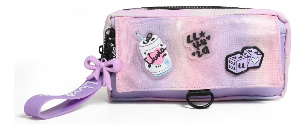 Set De Mochila Lluvia 3 Piezas Con Lonchera Y Lapicera Lila