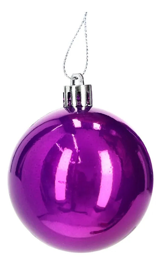 Set Esferas Navideñas Lluvia Fucsia Magenta 30 Piezas 6 Cm