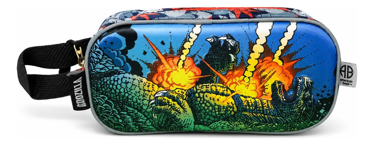 Set Tres Piezas American Bags Godzilla Mochila Escolar Azul