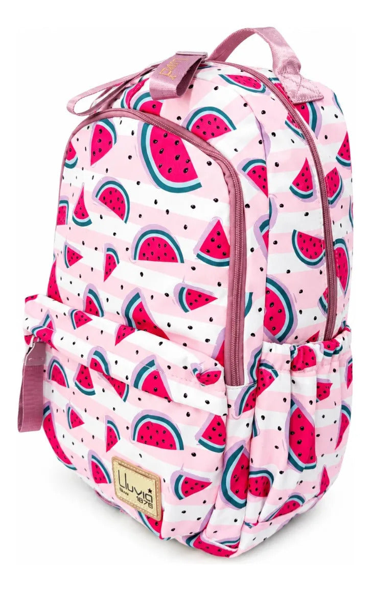 Mochila Juvenil Lluvia Diseño Frutal Sandías Gran Capacidad