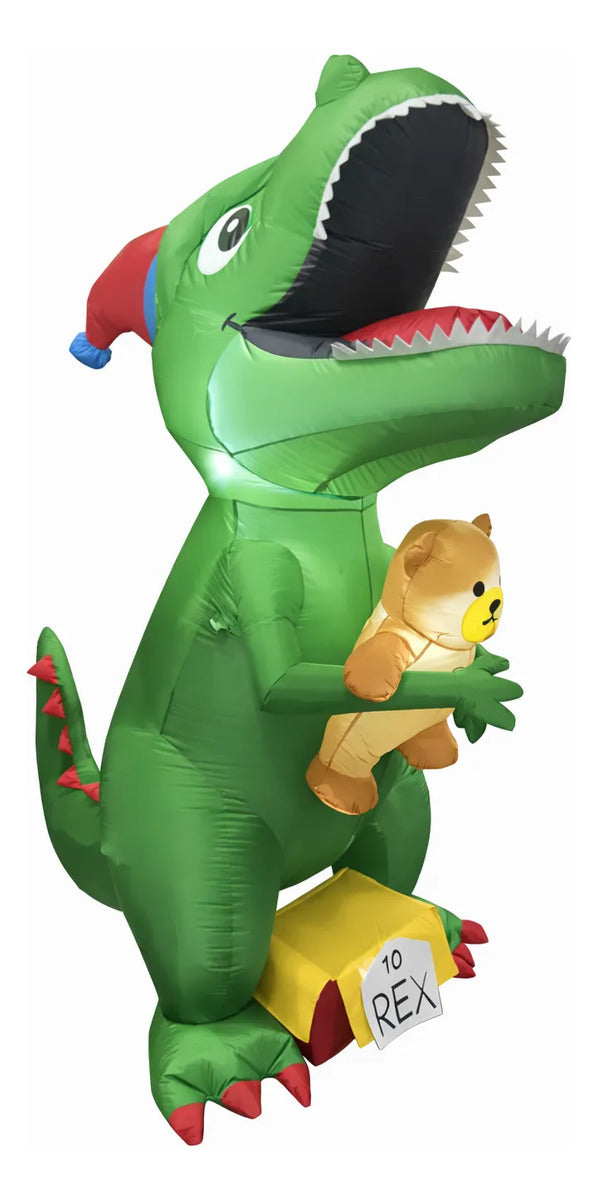Inflable Navideño Dinosaurio Con Peluche 180x120x90