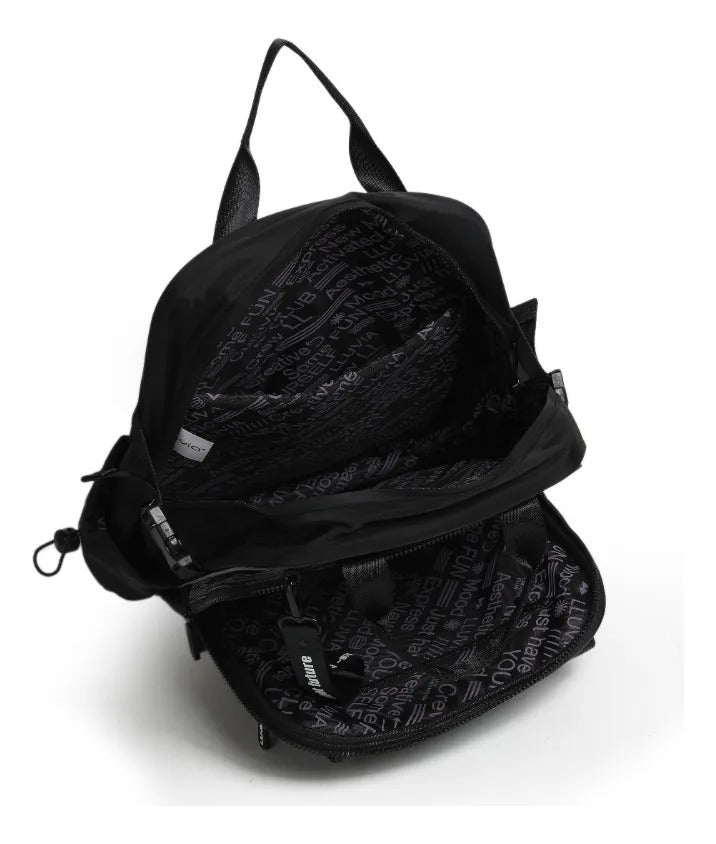 Mochila Lluvia Juvenil Negra Satinado Estilo Kawaii Urbana