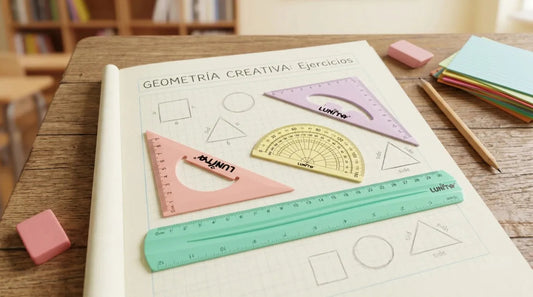 Juego De Geometría Flexible Lunita 4 Piezas Colores Pasteles