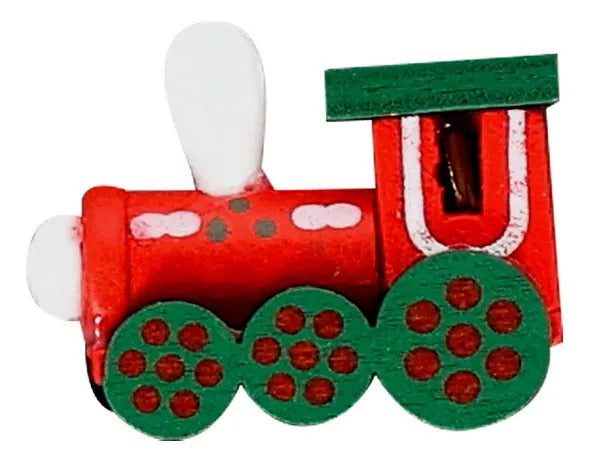 Esferas Navideñas En Forma De Tren Set 6 Piezas De Madera