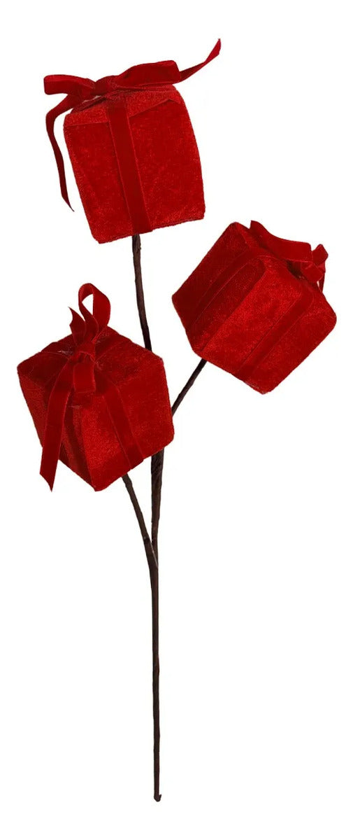 Rama Decorativa Lluvia Light con Regalos Rojos 58cm