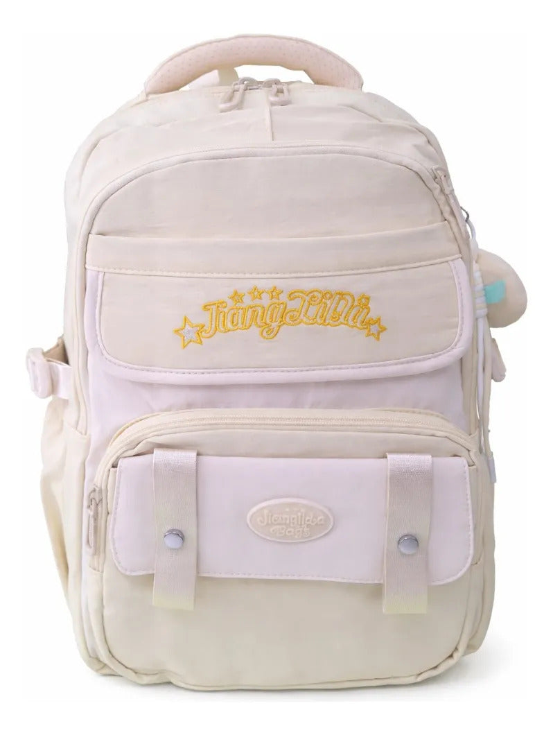 Mochila Juvenil Lluvia Amarillo Pastel Práctica Para Escuela