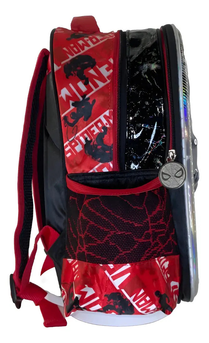 Mochila Infantil Kinder Marvel Spider-man Vs Venom Color Gris Estampado