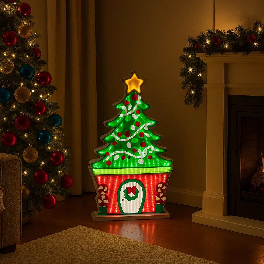 Árbol Navideño Luz Infinita 65x45x2 249 Luces Marca Lluvia