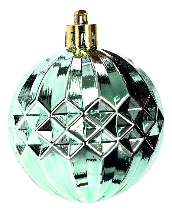 Set De Esferas Navideñas Lluvia Verde Menta Mixtas 30 Piezas