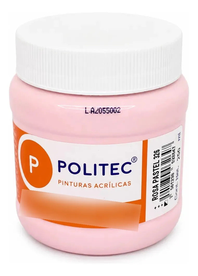 Pintura Acrilica Rosa Suave Politec 250 Ml Acabado Duradero
