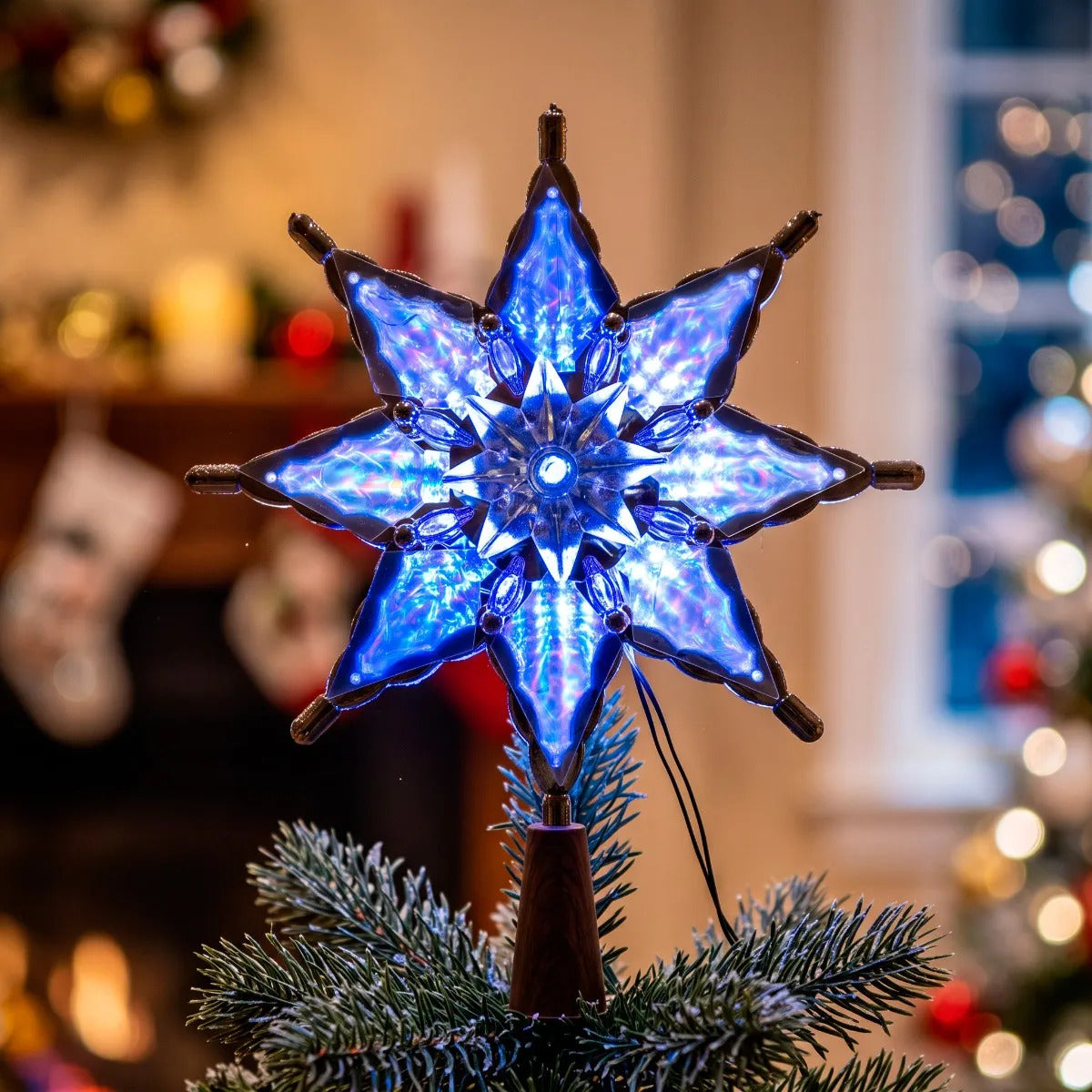Estrella Navideña JL Copo De Nieve Azul 18 Luces Led