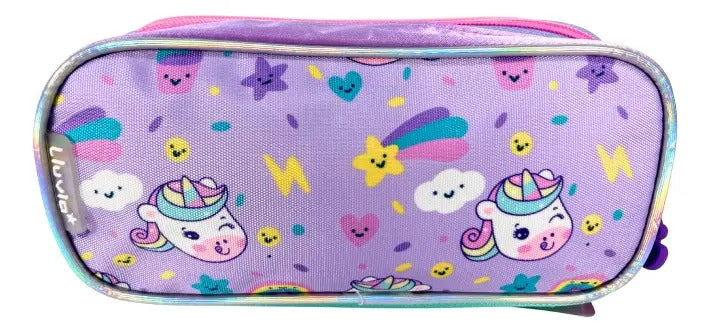 Mochila Primaria Set 3 Piezas Marca Lluvia Unicornio Burbuja