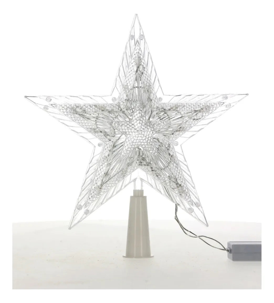 Punta De Árbol JL Estrella Multicolor Con Relieve 18 Led