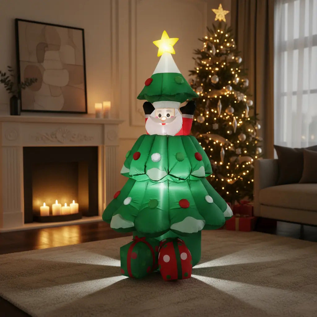 Inflable Navideño Pino Con Santa Y Regalos 240×100×100 Cm
