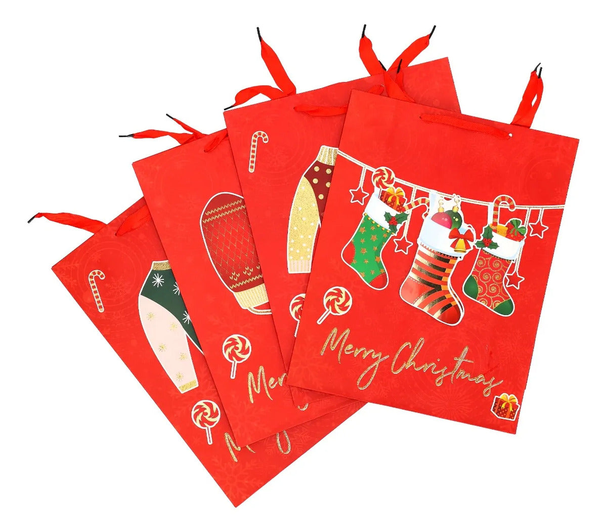 Bolsas de Regalo Navideñas Lluvia Ropa Navideña 12 Pzas