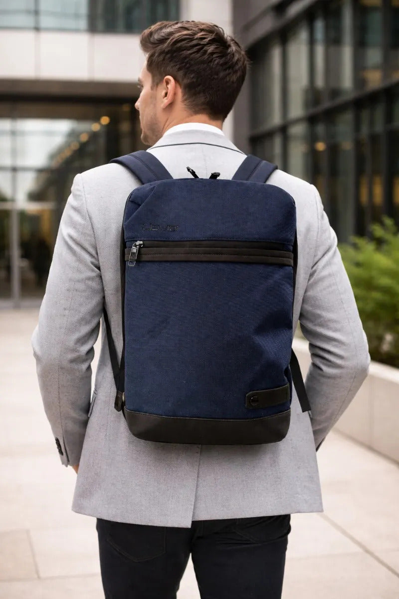Mochila Lluvia Azul Marino Café Ideal Para Oficina Moderna