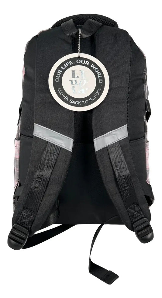 Mochila Primaria 3 Piezas Marca Lluvia Cuadros Negros
