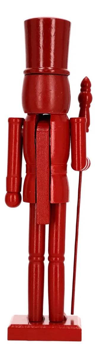 Soldado Cascanueces Lluvia De Madera Rojo Navideño 20 cm