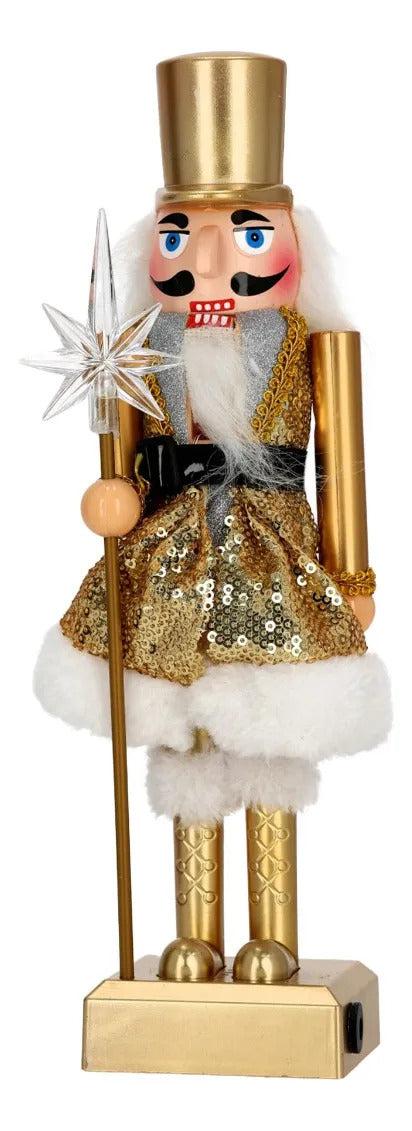 Soldado Cascanueces lluvia Champagne Con Lentejuelas 30 Cm