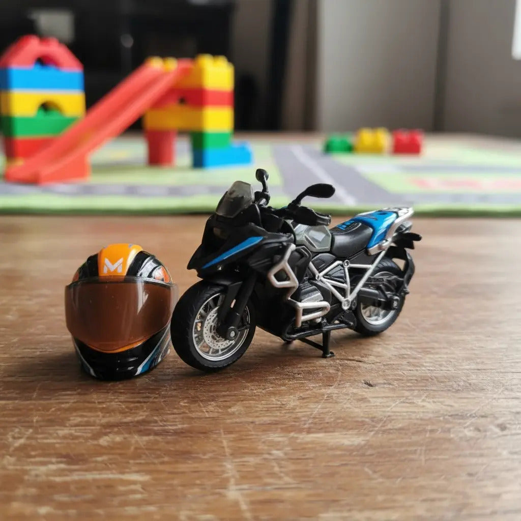 Moto A Fricción Candy Toys Escala 1:14 Con Casco Azul