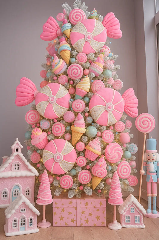 Figura Navideño Caramelo Grande Rosa Marca Lluvia 60x5x30 Cm